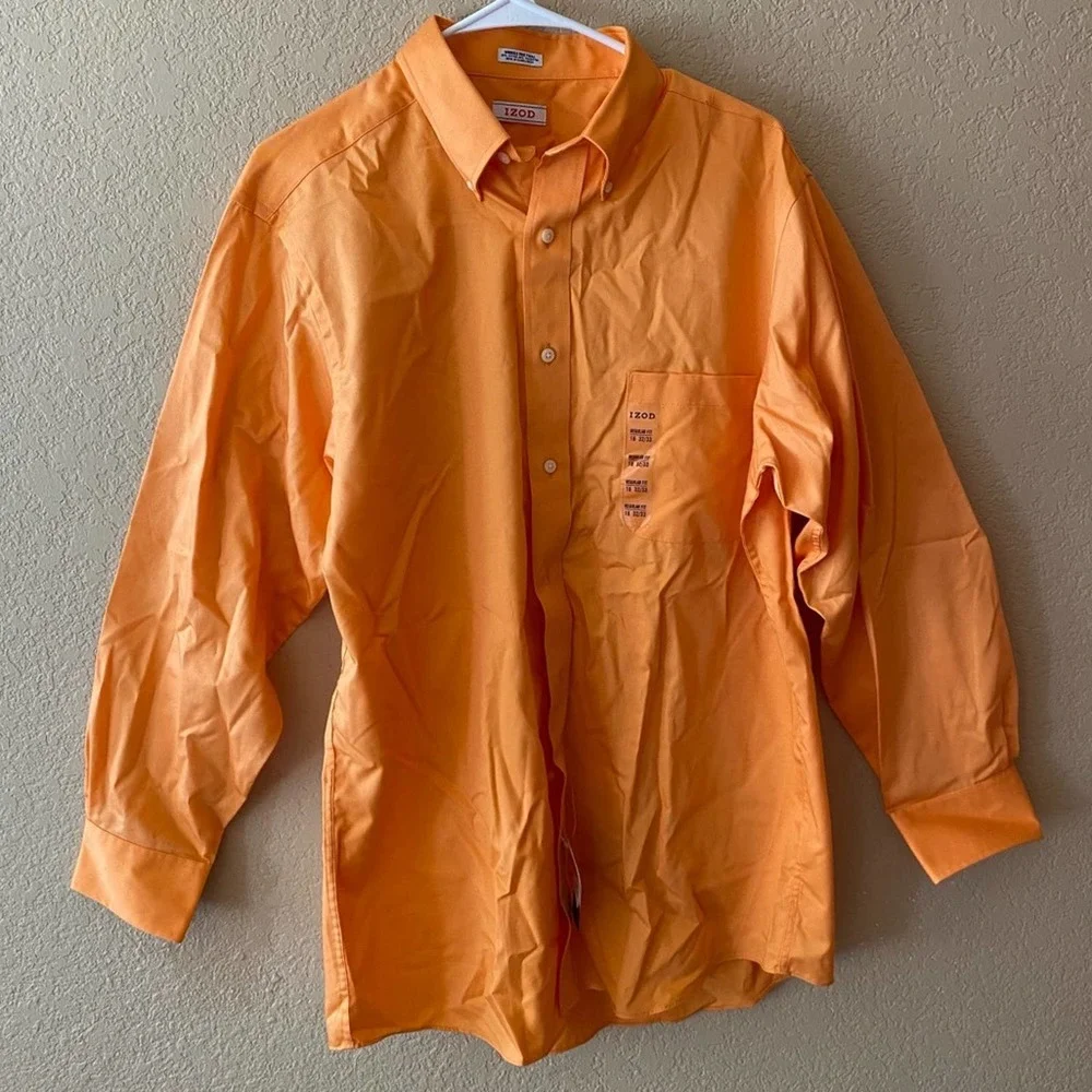 NWT: Izod - Regular Fit - Orange Men's Dress Shirt - Neck: 16 - Sleeve: 32/33